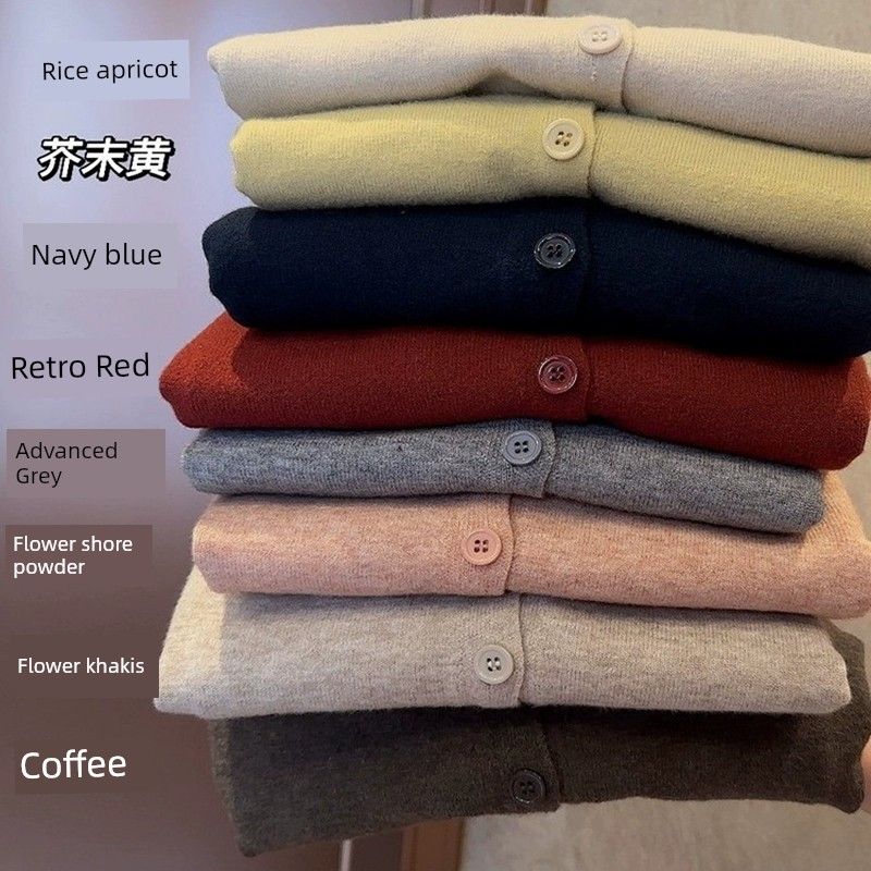 

Spring & Fall Thin Wool K-style round Neck Knitting Cardigan Retro Red XL