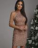 2025 Spring Sexy Halterneck Off-Shoulder Tassel Sequin Dress - European & American Fashion
