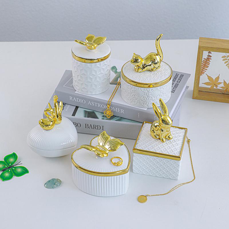 Nordic Ceramic Jewelry Box - Creative Girly Desktop Souvenir & Decorative Ornament