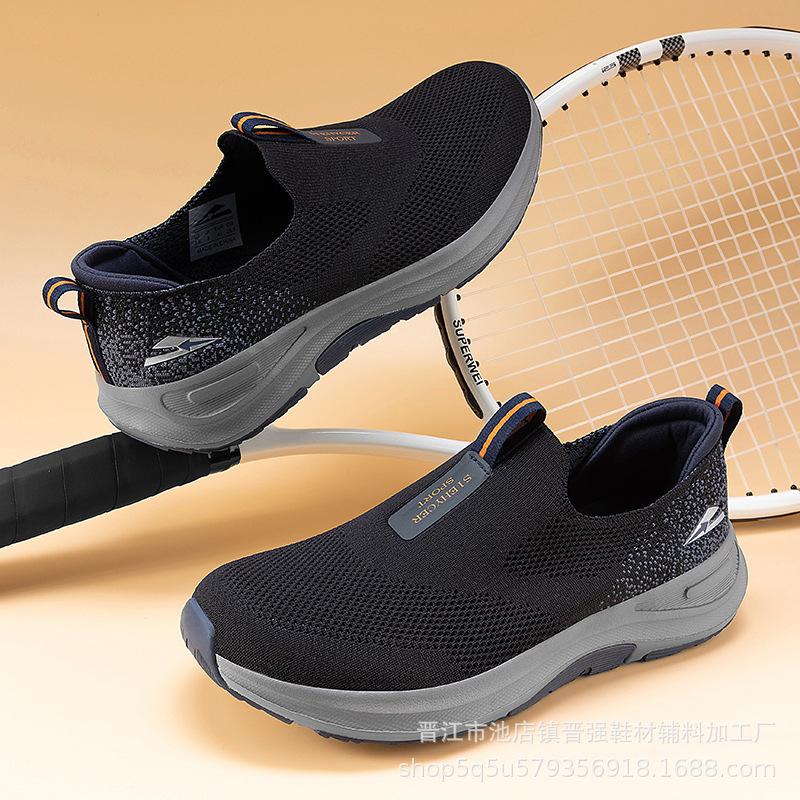 

Ультралегкие повседневные туфли из крупной сетки, высококачественные ленивые туфли на одной педали для ходьбы, модные спортивные мужские туфли 46 темно-синий