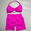 Women's Halter Neck Sports Bra and Shorts Set - Yoga Fitness One-Strap Design