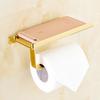 304 Stainless Steel Toilet Paper Holder with Phone Shelf and No-Drill Installation