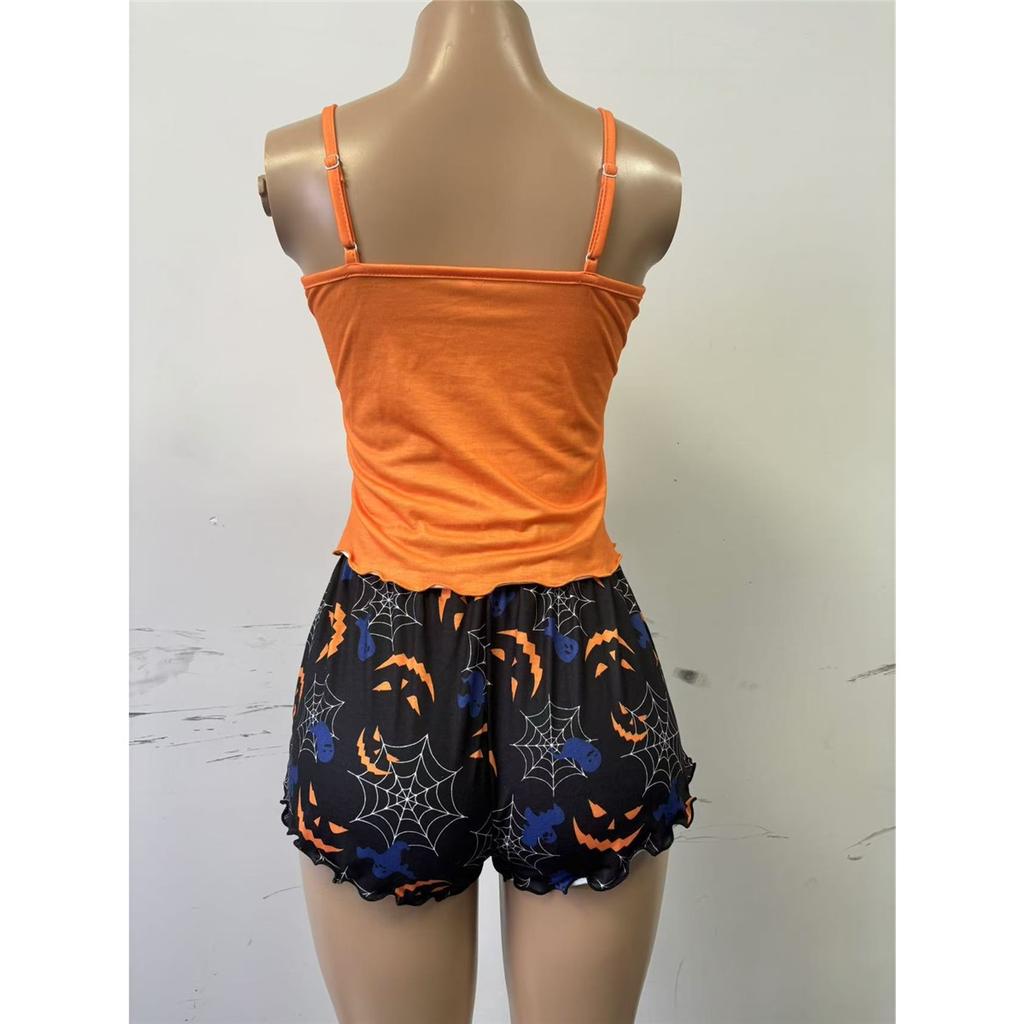 Damen Casual Pyjama-Set bedrucktes Trägertop Shorts 2-teiliges Set