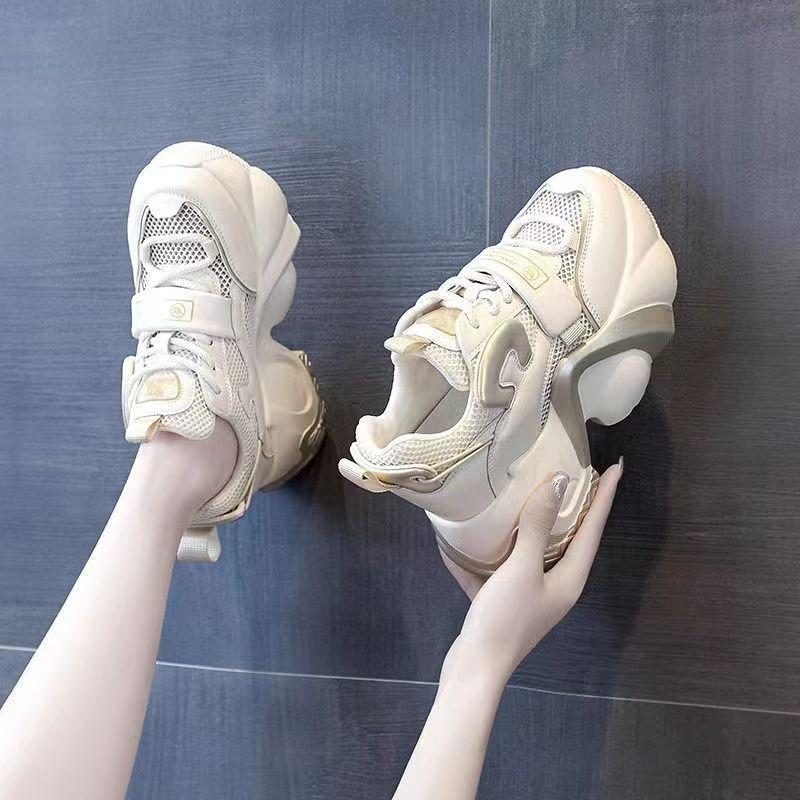 

Папина обувь, женская осенняя дышащая сетчатая обувь Matsutake на толстой подошве с увеличенной внутренней высотой, женская обувь 37 белый