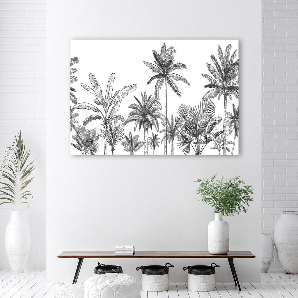 Canvas Print, Black and White Palms