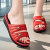 Medium heel slippers women's summer outer wear wedge heel thick bottom non-slip soft bottom sandals household