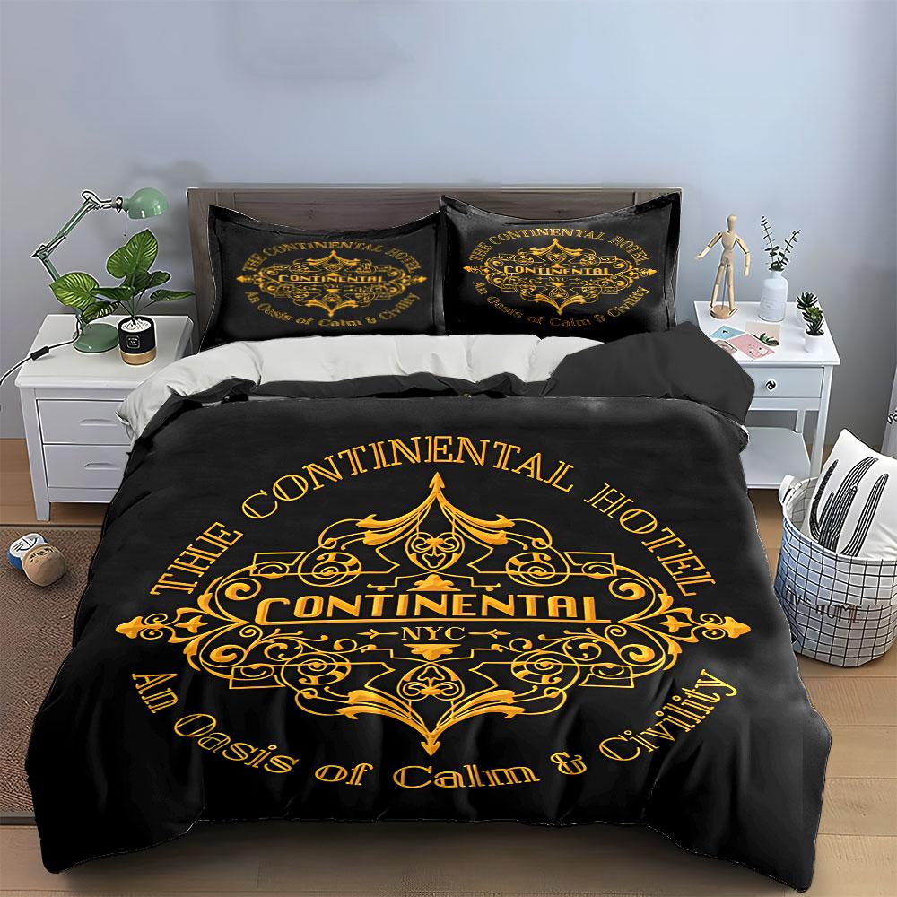 Continental Hotel Art Pattern Bedding Duvet Cover Set Duvet Cover Pillowcases (1*Duvet Cover 2*Pillowcases, without duvet insert)