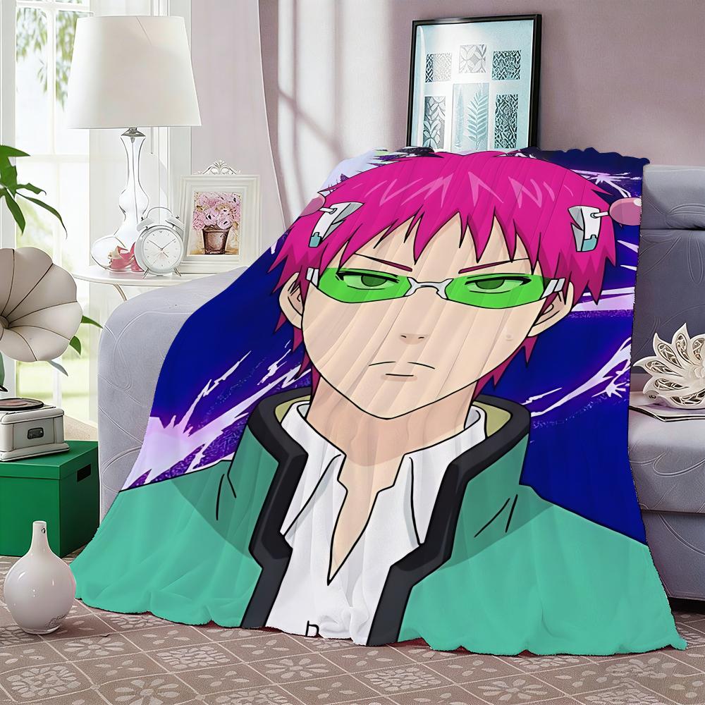 The Disastrous Life of Saiki K Anime Throw Lightweight 240g Flannel Blanket Soft Skin-friendly for Summer Cooling