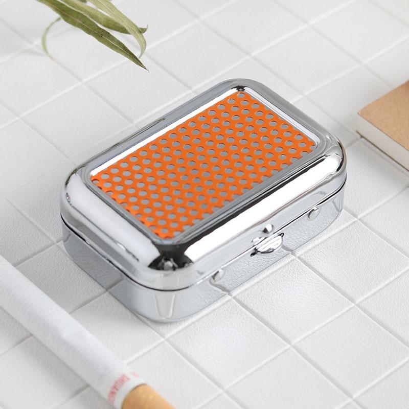 Portable Pocket Ashtray with Lid, Stainless Steel Metal Car Ash Tray, Mini Travel Cigarette Ash Holder for Outdoor Use