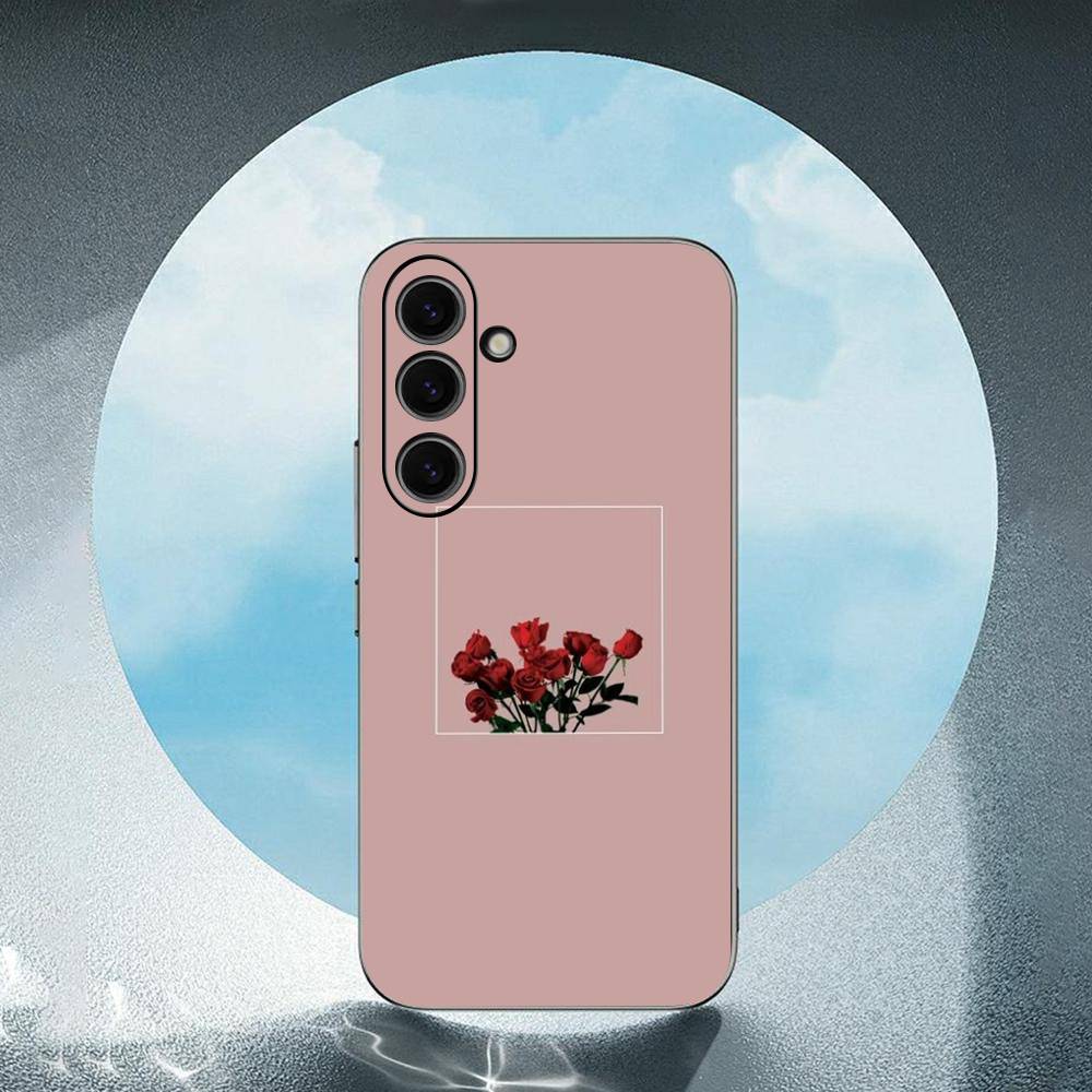 Clear Simple Flower For Samsung Galaxy S25 S24 S23 Ultra S22 S21 Plus S20 Black Soft Silicone Protective Case