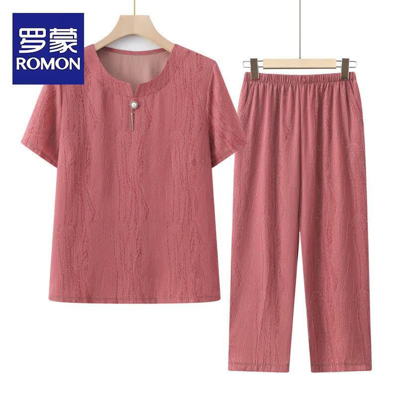 Romon Women s Plus Size Summer Short-Sleeve Set 2XL