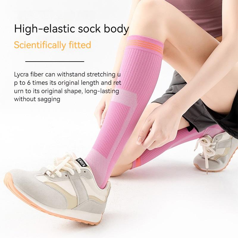 1Pair Compression Socks Non-slip Calf Support Brace All-Season Use Women for Sports Knee High for Running Cycling Football