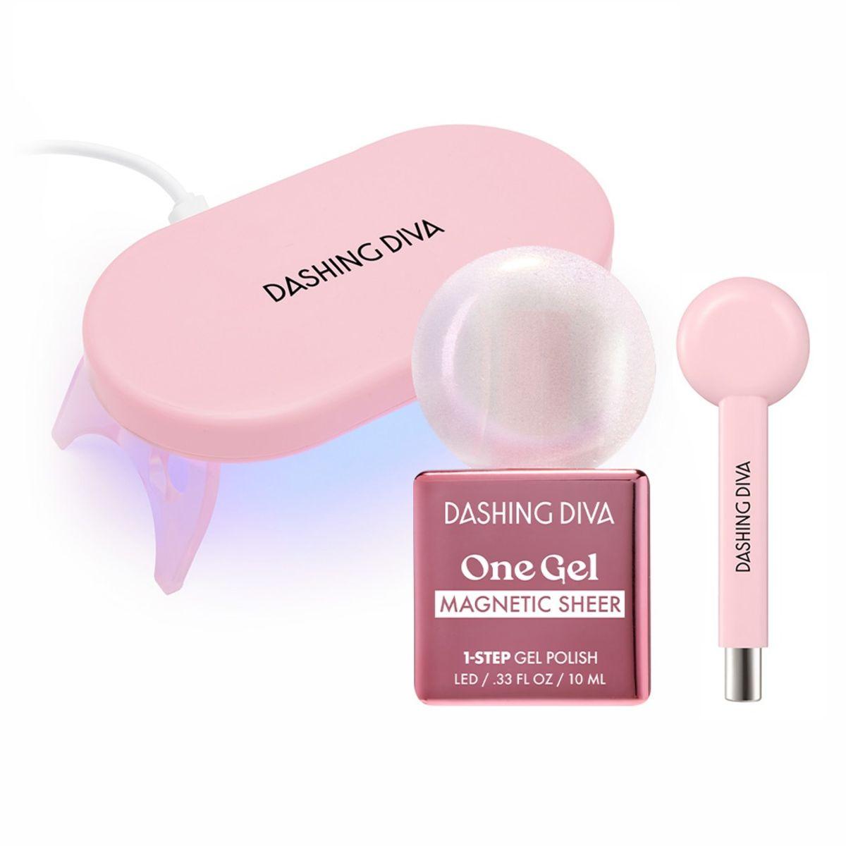 Dashing Diva One Gel Magnetic Kit Iridescent Topper (1 type of magnet + dedicated LED lamp + magnetic tool)