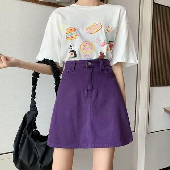 Summer Korean Retro High-Waist Petite Denim Midi Skirt for Women - Hip-Hugging, Slimming A-Line Skirt