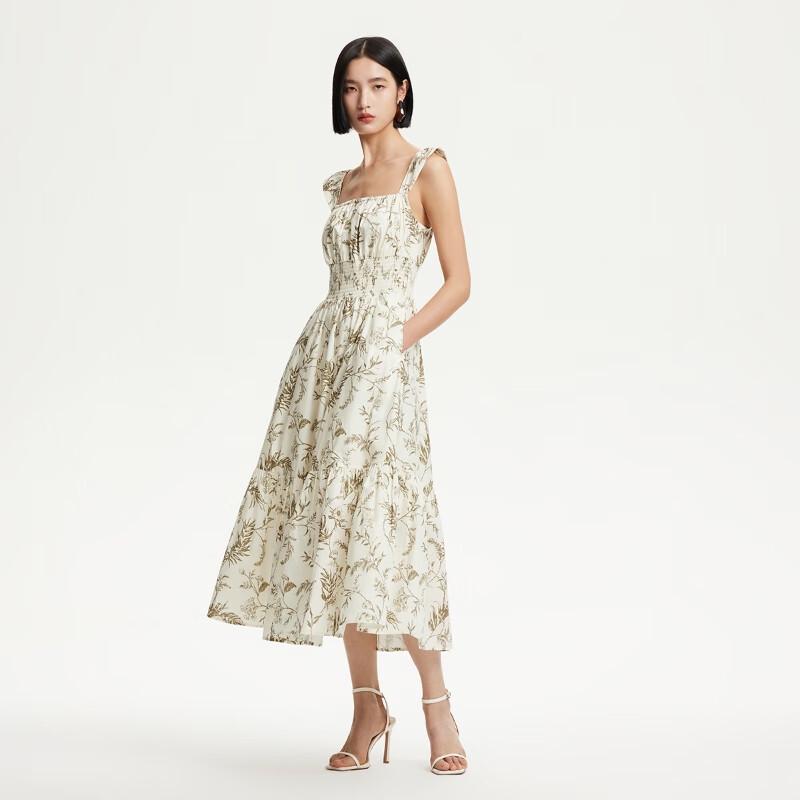 

VEROMODA Women s 2025 Summer Floral Print Square Neck Midi Dress L