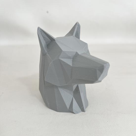 3D Printed Wolf Head Ornament Red Christmas Hat Statue Sculpture Home Office Desktop Trailer Coupling Cover Decoration
