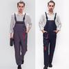 Work Bib Overalls Adjustable Shoulder Straps Pockets Jumpsuit Wide Leg Solid Color Coverall Multi-Pocket