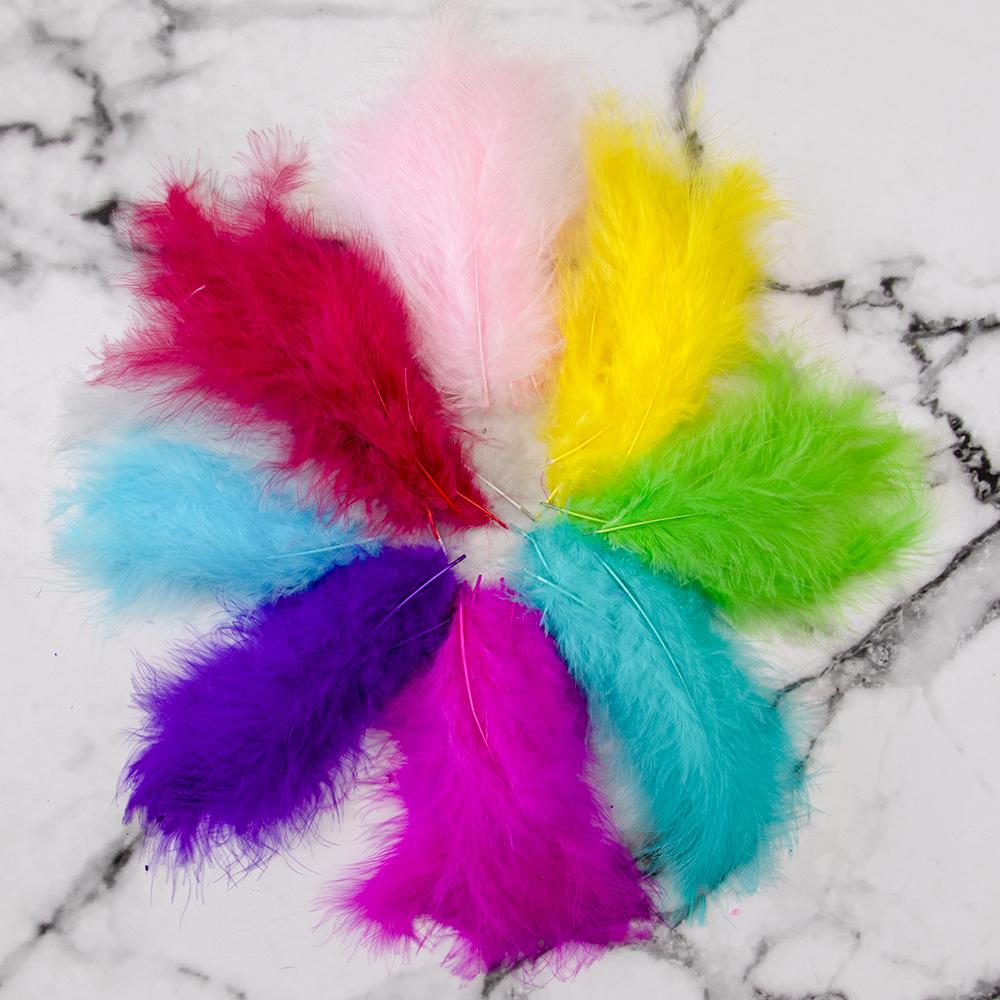 50 PCS Turkey Marabou Feathers 10-15CM Fluffy Decorative Feather for DIY Wedding Dress Jewelry Decoration Accessories Plumes