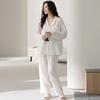 Baby cotton double-layer gauze pure cotton pajamas women's spring and autumn long-sleeved 1011 new thin models can be worn outside white loungewear