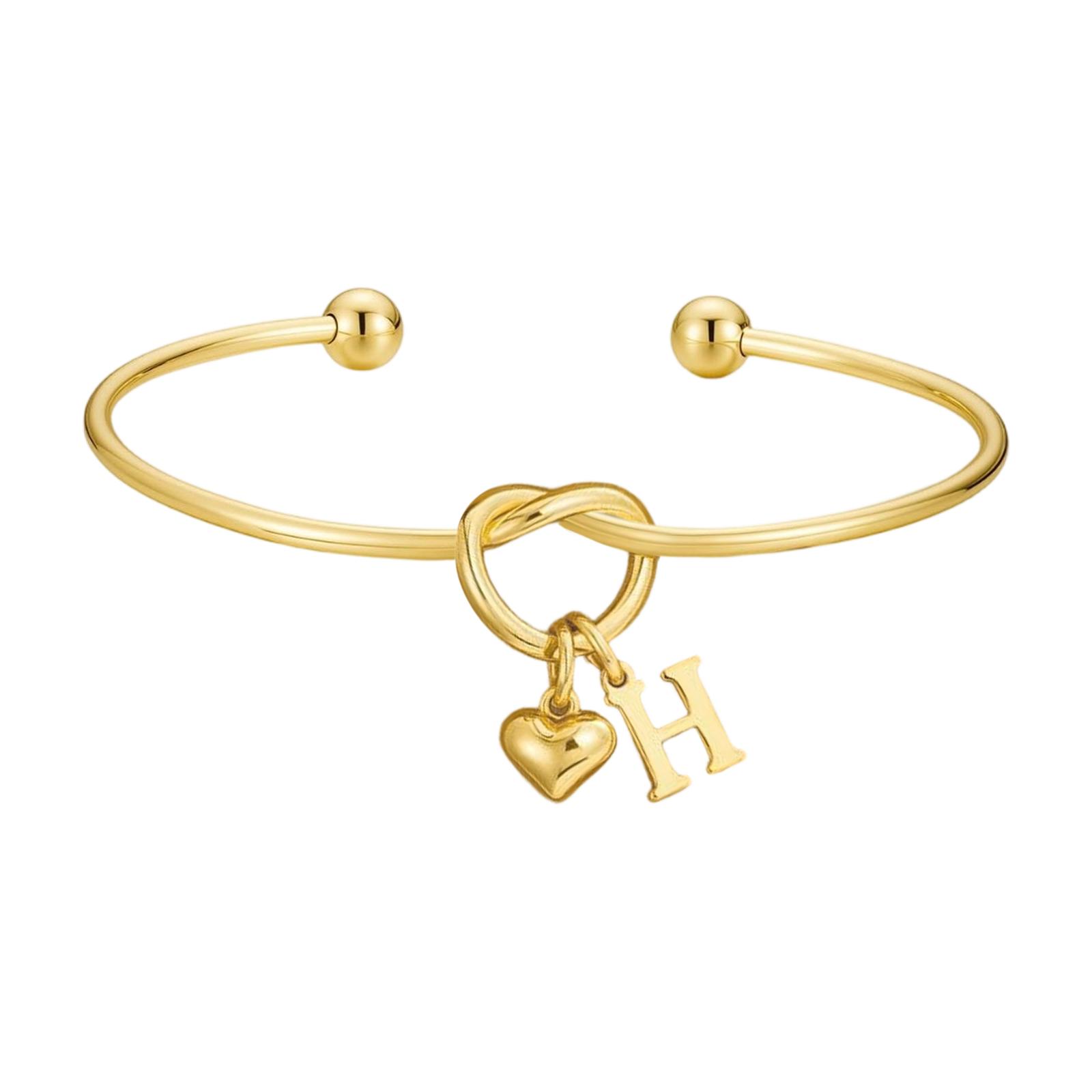

Heart Chain Bracelet Stainless Steel Letter Wristband Gift For Her Birthday/valentine’s Day Present Adjustable Open Bangle