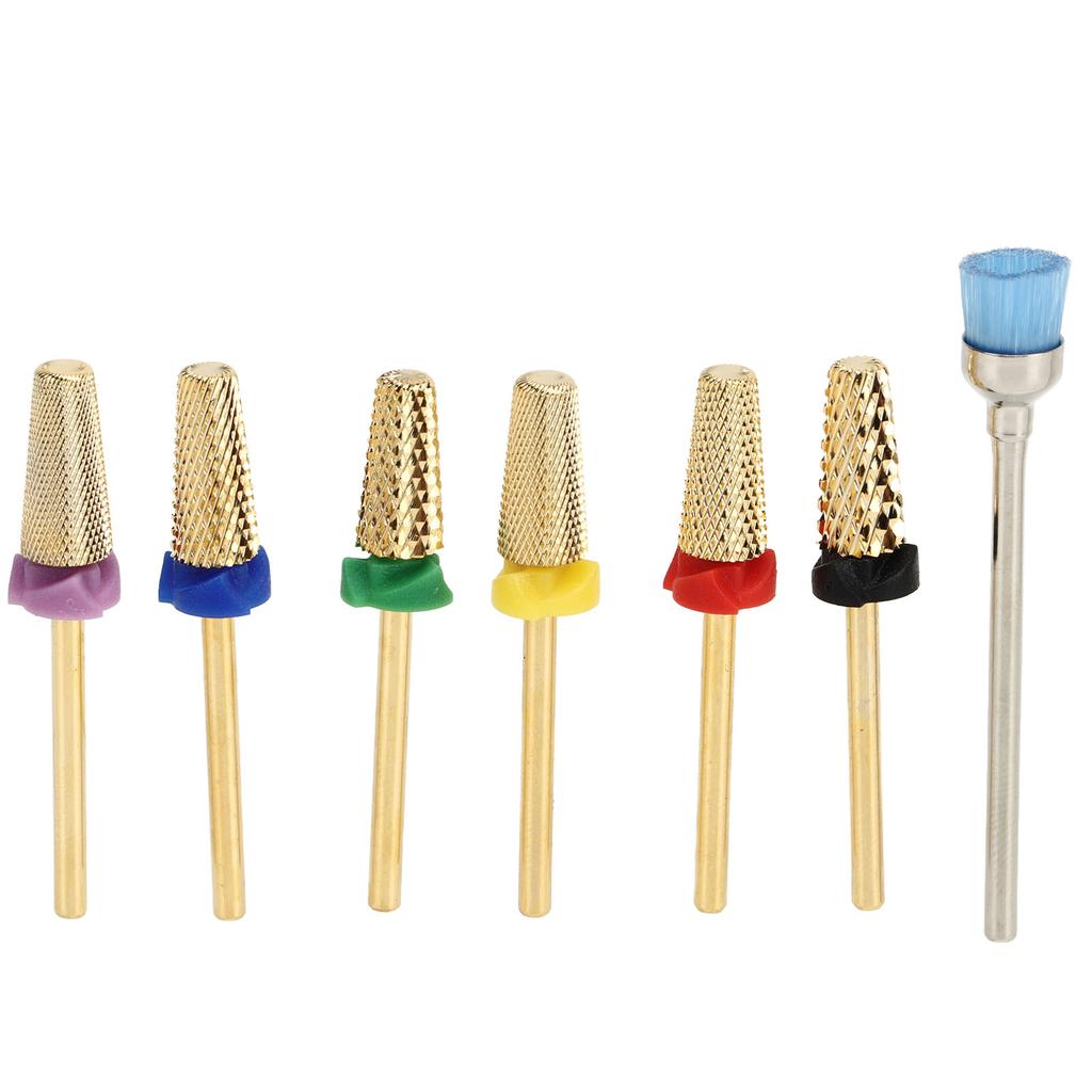 7pcs Nail Drill Bits Stainless Steel Replacement Nail Drill Heads for Manicure Grinding