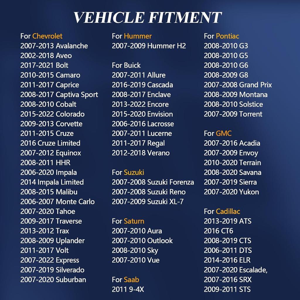 TPMS Sensor GM, 4 Pack 315MHz Tire Pressure Monitoring System Sensor Compatible For Chevy Silverado GMC Cadillac Buick, Replaces# 13586335 13581558