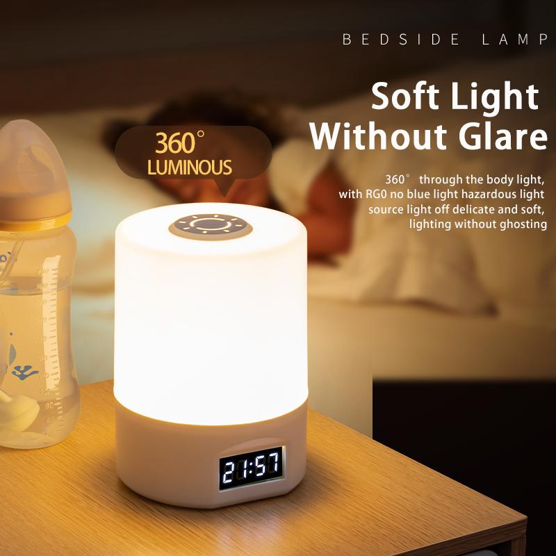 Factory  Price Rechargeable Smart Night Light With 3 Colors Eye-friendly Touch LED Clock Bedside Lamp Ambient Light