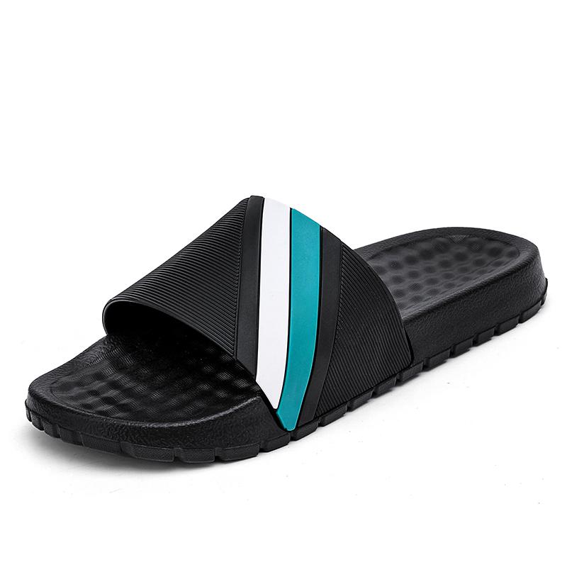 

Мужские стильные нескользящие тапочки на платформе с принтом, обувь с открытым носком на липучке для душа на пляже, в помещении, на улице, весной и летом 44-45 чёрный