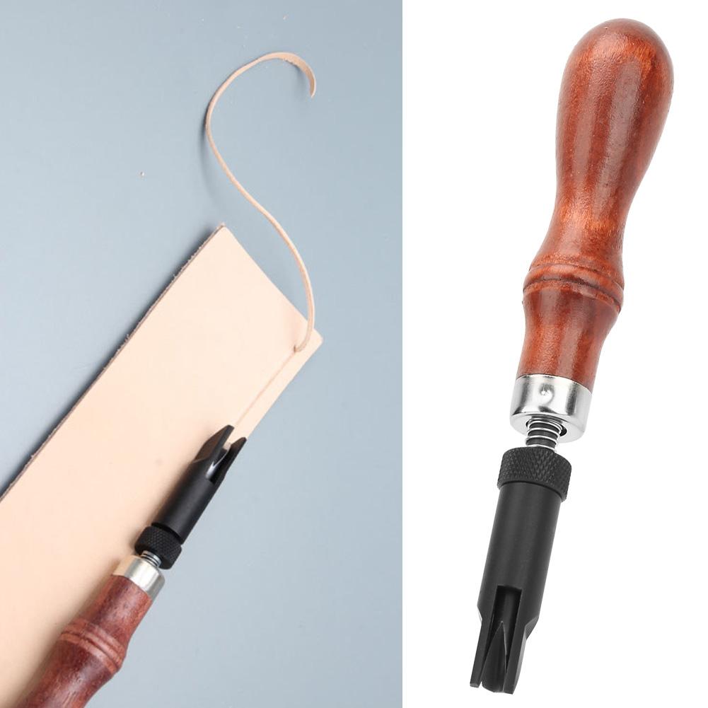 Handle Groover Push Grooving Tool Adjustable Wood Handle V Type Push Groover Leather Grooving Craft Gouge Tool Leather Groover