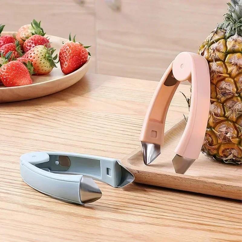 Haushaltsküche Multifunktionaler Fruchtstielentferner Kreative Edelstahl-Ananas-Augenpinzette Spitzes Erdbeer-Clip