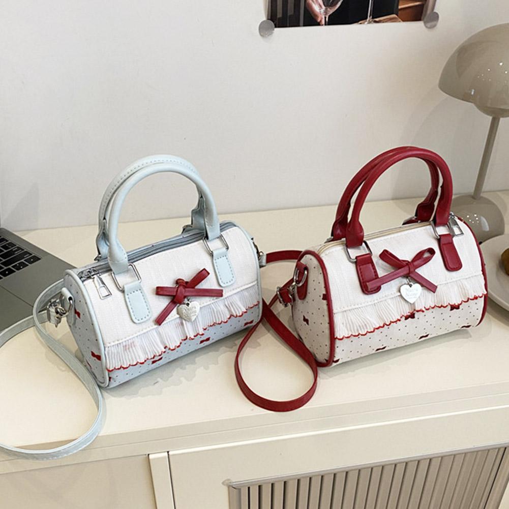 Bow Polka Dot Handbag Large Capacity Waterproof Crossbody Bag Single Shoulder Korean Style Small Square Bag Sweet Tote Bag