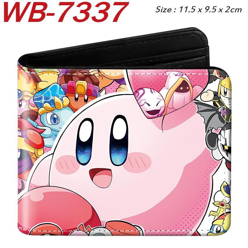Kirby Short Trifold Wallet Cute Kawaii Anime Pink Mini Coin Purse for Women Girls Students 1pcs