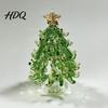 Artisan Glass Collectible Glazed Christmas Tree Ornament with Star Topper Colorful Small Desktop Art Faux Crystal Tabletop Decor for Home