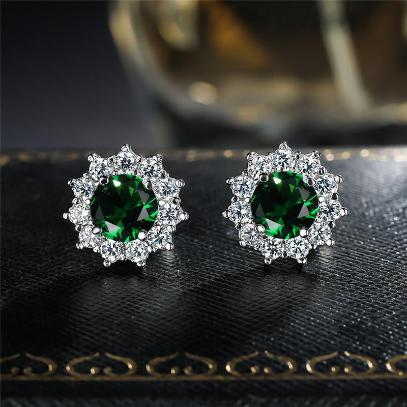 Snowflake Pink Diamond Zircon Sunflower Earrings for Women