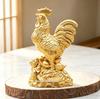 Massivgold Hahn Wohlstand Tierkreiszeichen Tier Figur - Haus Büro Schreibtisch Dekoration