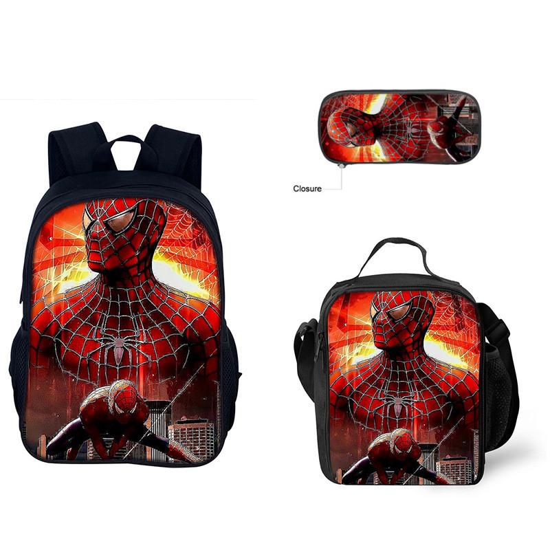 Spiderman Rucksack-Set Mit Oxford-Stoff Schultasche Und Federmäppchen Für Kinder