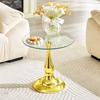 Round Glass Side Table Modern, Elegant Coffee Table with Tempered Glass Top & Stable Base, Compact Sofa Table for Living Room Bedroom (Table Only)