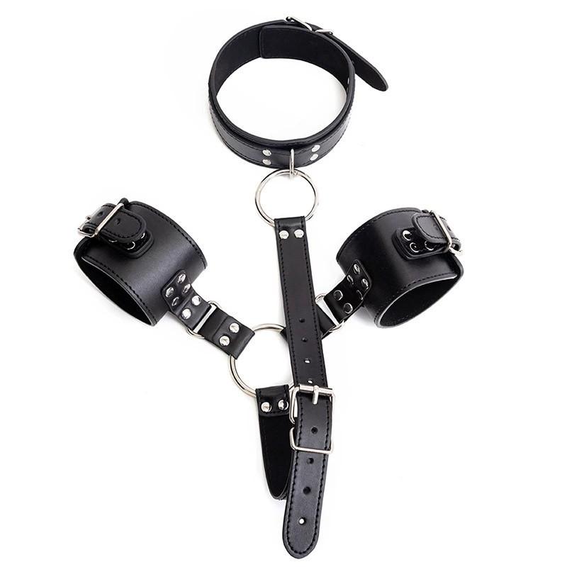 Erotic Leather Handcuffs Collar Fetish  Bondage Restraint Rope Slave Erotic Sex Toys For Women Men Couples Adult Games