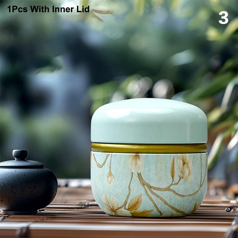 Tea Caddy Tea Box Containers Candle Cans Coffee Candy Snacks Sealed Iron Jars Floral Pattern Small Portable Storage Boxes
