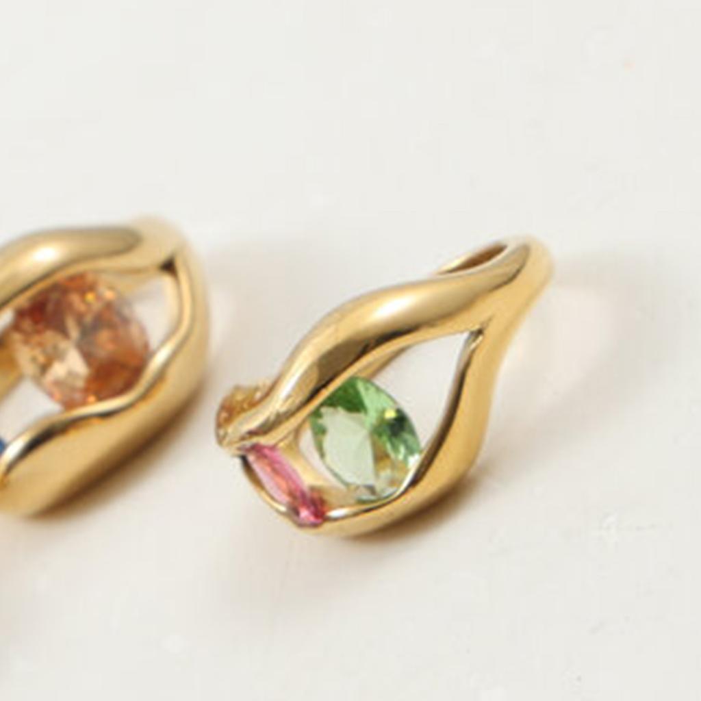 Multicolor Cubic Zirconia Fashion Rings Sturdy Titaniums Steel Jewelry 3 Sizes Elegant Gifts Decoration for Women