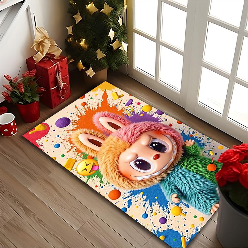 1pc Digital Printed Chair Rug for Home Office Use, LABUBU Carpet Appropriate for All Seasons, Soft Area Carpet