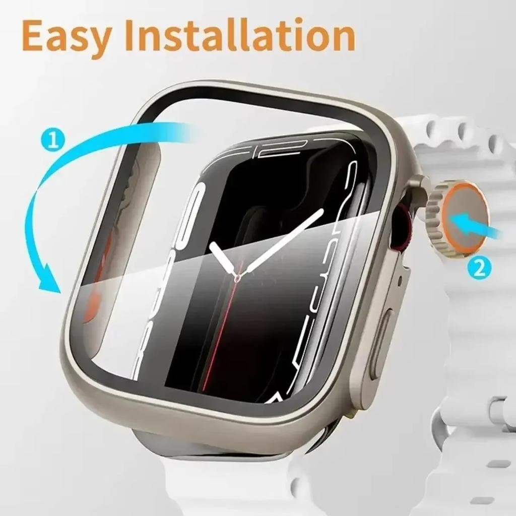 Glas + Hülle für Apple Watch S10 42 mm 46 mm Displayschutzfolie/Schutzhülle mit integriertem Ultra Bumper Case für iWatch Series 10 987654SE