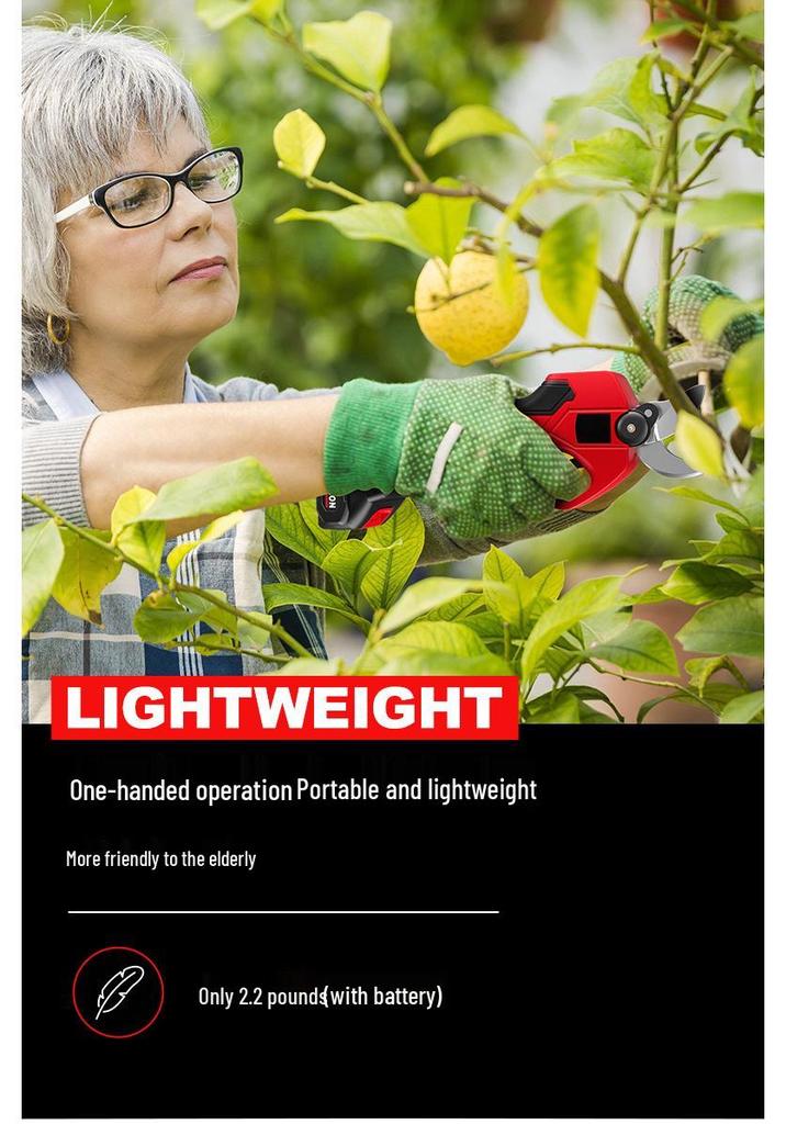 Brushless Electric Handheld Pruning Shears with Lithium Battery and Digital Display