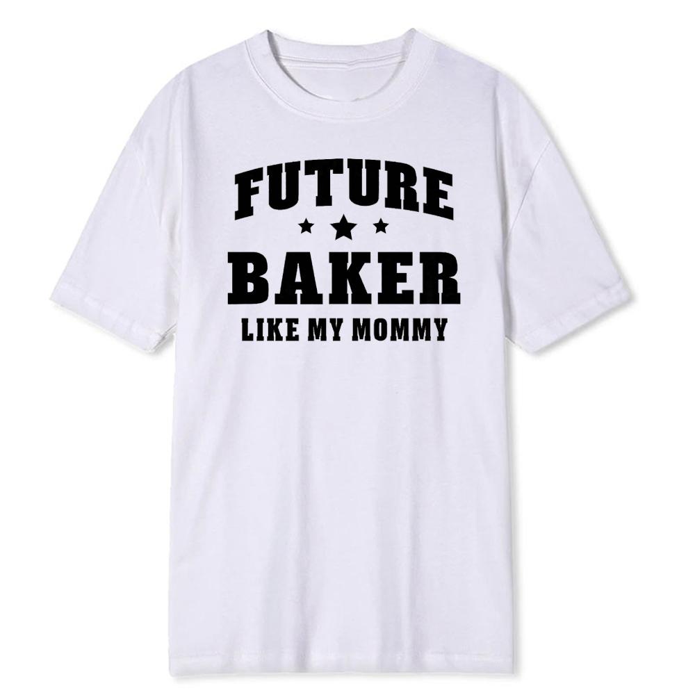 Zukünftiger Bäcker Wie Meine Mama Backen Konditor Rundhals T-Shirt Kinder Damen Weiche Modalmischung T-Shirt Familie Backen Humor Karriere Oberteile
