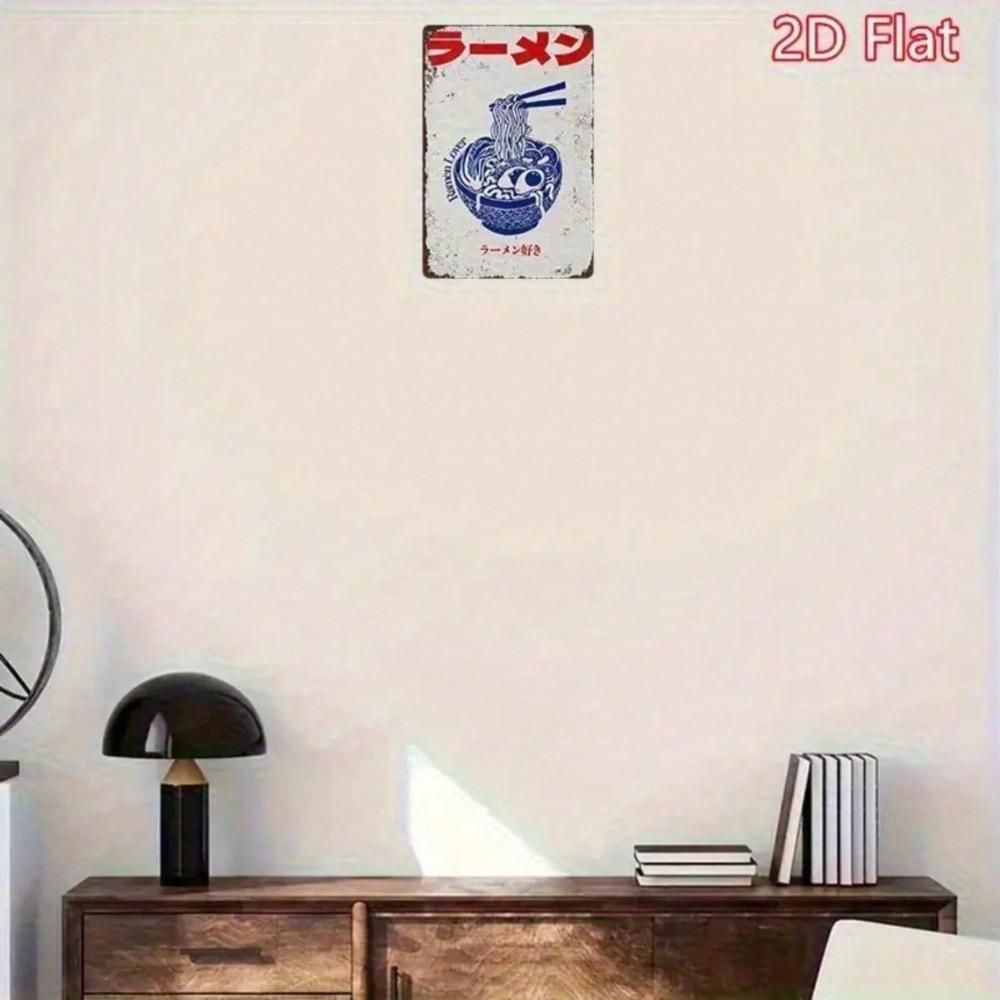 Vintage Japanese Ramen Metal Sign 8x12 Retro Iron Wall Decor with Chopsticks & Asian Text