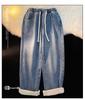 Women's Fleece-lined Straight-Leg Jeans, Petite Wide-Leg, Elastic Waist, Cotton, 2025 New Winter Style, Ideal for Autumn and Winter