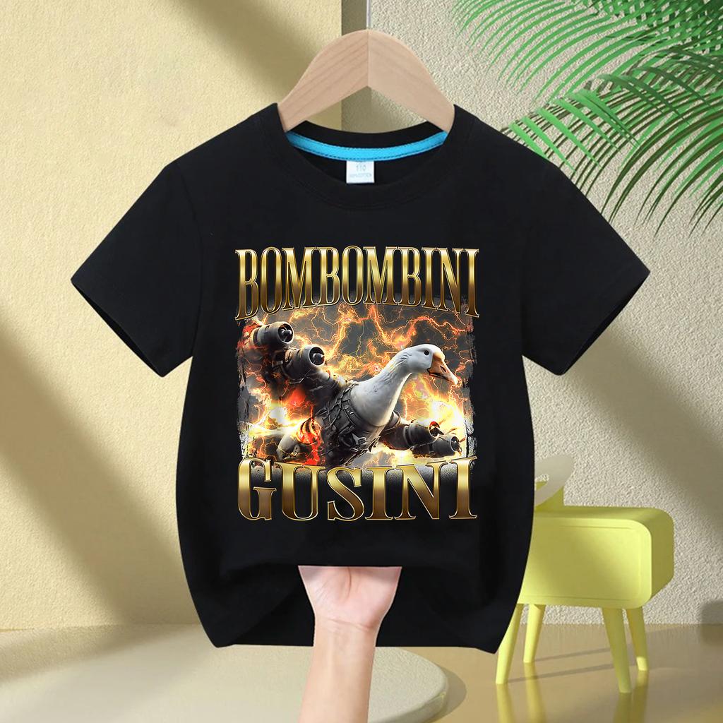 2025 Kids Clothes Funny Italian Brainrot T Shirt Cartoon Graphics Casual Vintage Boys Girls Short Sleeve Top Children's Clothing