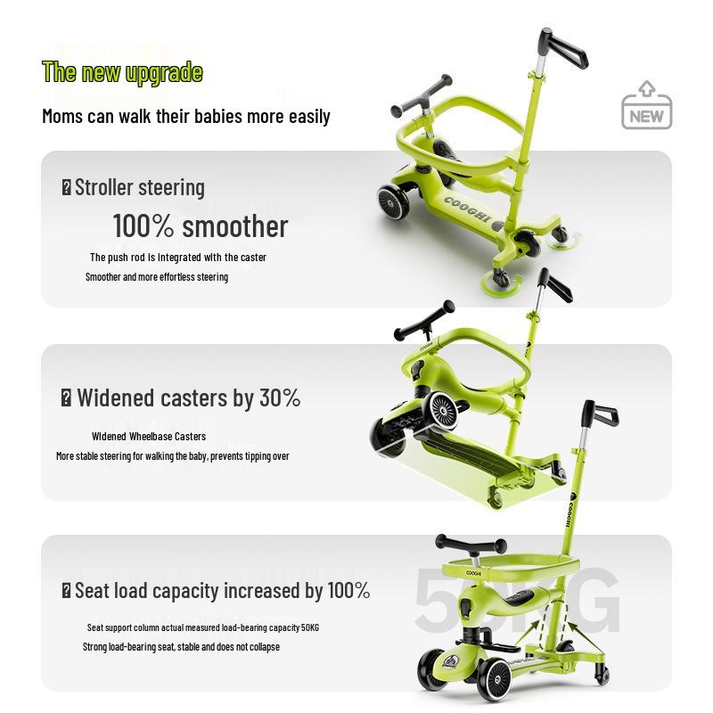 Cool Ride V3V6: 3-in-1 Scooter for Ages 1-3 - Perfect Baby's First Birthday Gift & Walker/Stroller Combo
