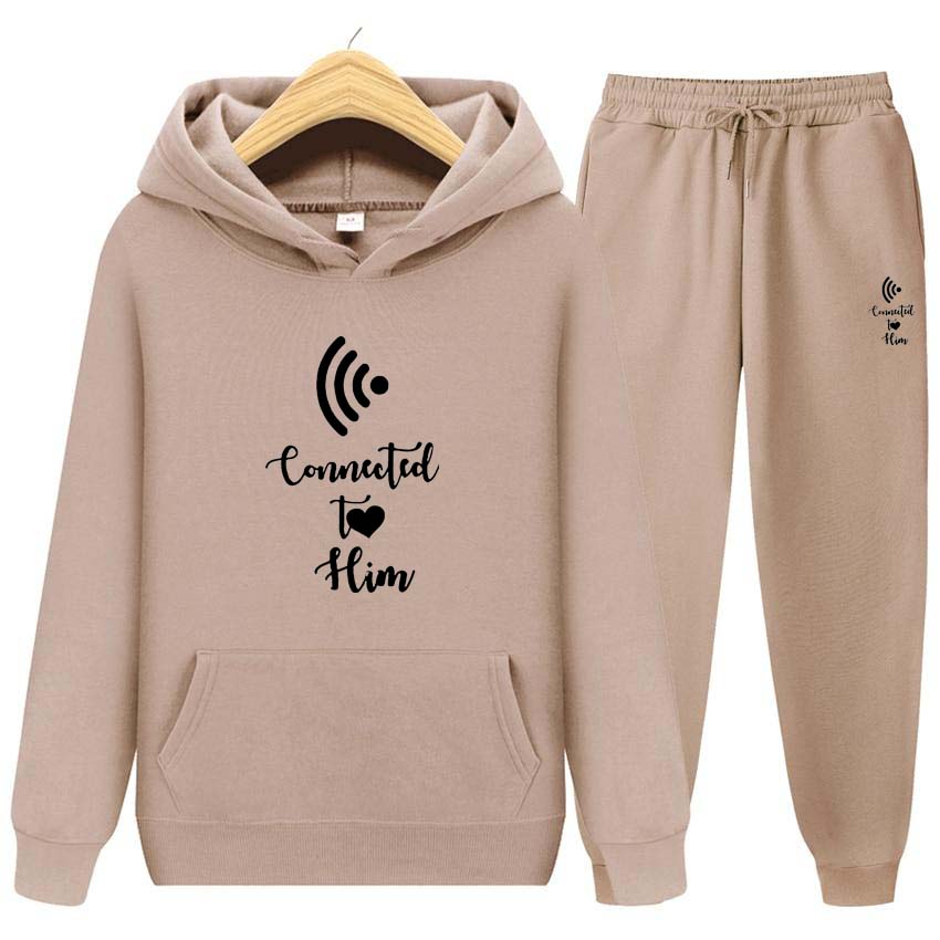 Herr Dam Hoodies Träningsset Jogger Mode Hoodies Set Sweatshirt Sportdräkt Herr Dam Huvförsedd Pullover Sweatshirt