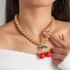 Exaggerated Round Bead Heart Pendant Necklace For Women Handmade Adjustable Chain Choker Party Jewelry Gift Collar